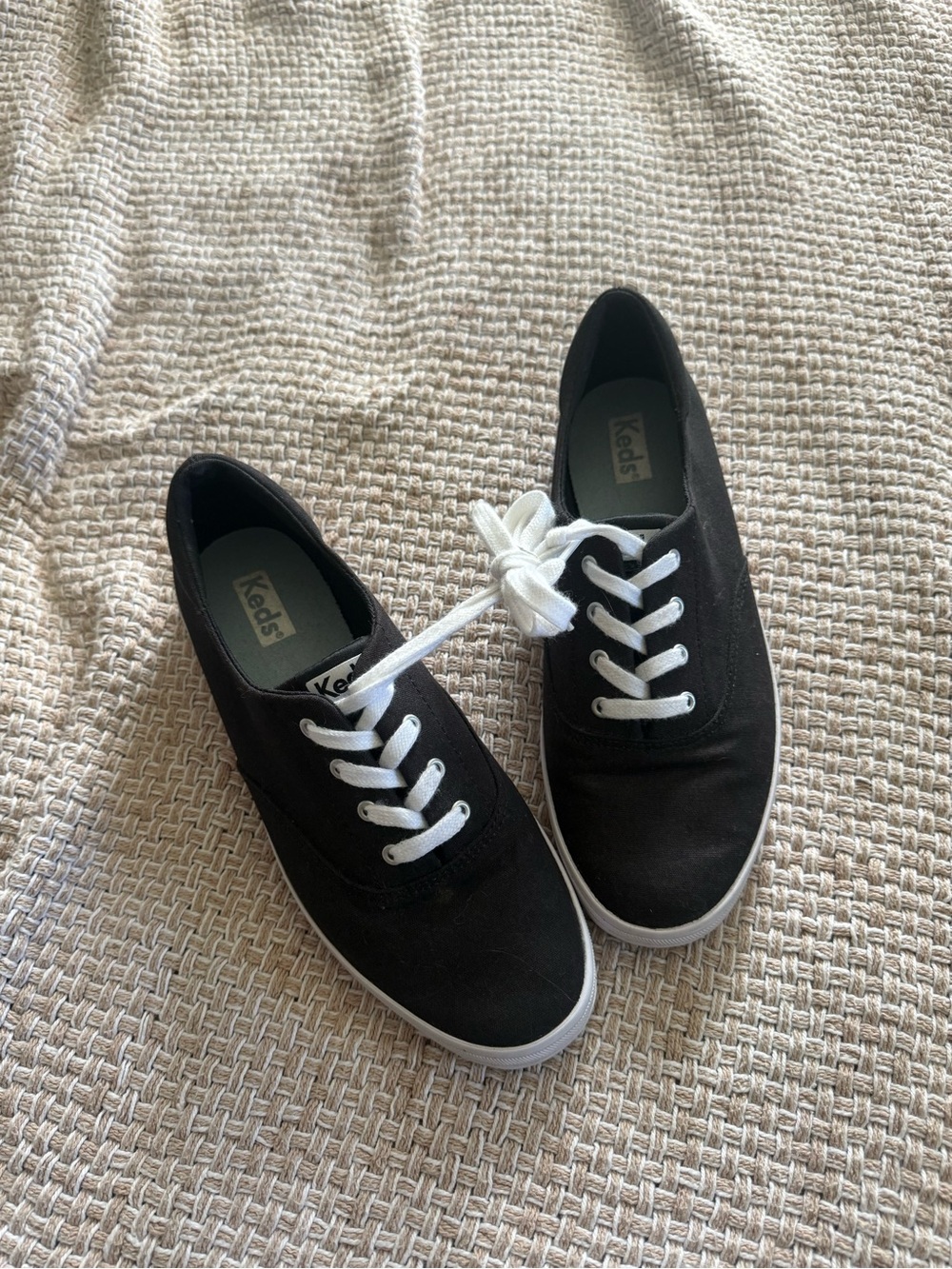 Keds Black Canvas Sneakers with White Laces